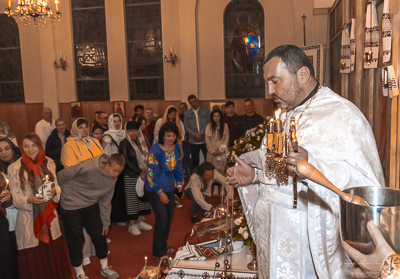 Хресний хід, Літургія і освячення великодних кошиків