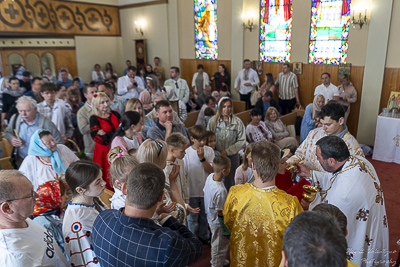 The Bright Resurrection of Christ. † Divine Liturgy. Parish Easter Breakfast. Collective coloring of pysanka.